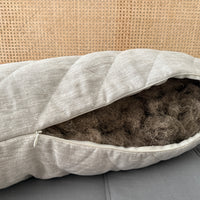 Quilted Hemp Body Pillow Filled Breathable Hemp Fiber Filler in Natural Linen Fabric / Side Sleeper Support Pillow with regulation height