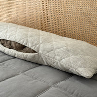 Quilted Hemp Body Pillow Filled Breathable Hemp Fiber Filler in Natural Linen Fabric / Side Sleeper Support Pillow with regulation height