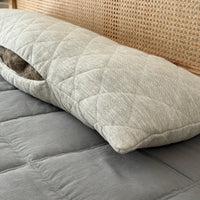 Quilted Hemp Body Pillow Filled Breathable Hemp Fiber Filler in Natural Linen Fabric / Side Sleeper Support Pillow with regulation height