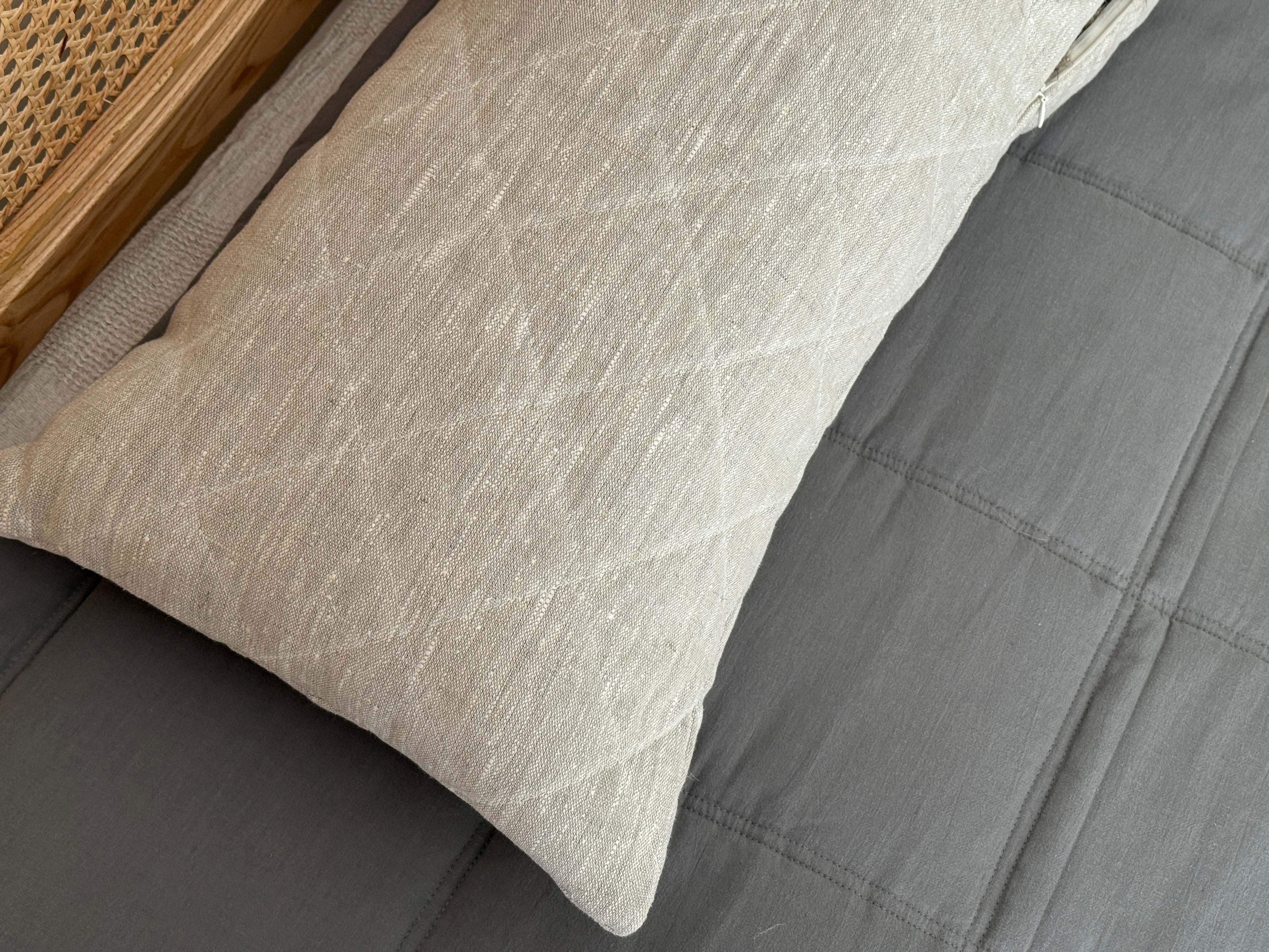 14"×55” (35×140cm) Quilted Hemp Body Pillow Filled Breathable Hemp Fiber Filler in Natural Linen Fabric / Side Sleeper Support Pillow