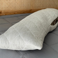 Quilted Hemp Body Pillow Filled Breathable Hemp Fiber Filler in Natural Linen Fabric / Side Sleeper Support Pillow with regulation height