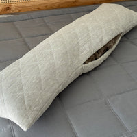 Quilted Hemp Body Pillow Filled Breathable Hemp Fiber Filler in Natural Linen Fabric / Side Sleeper Support Pillow with regulation height