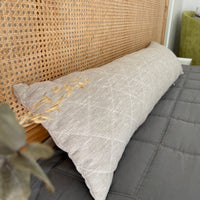 Quilted Hemp Body Pillow Filled Breathable Hemp Fiber Filler in Natural Linen Fabric / Side Sleeper Support Pillow with regulation height