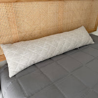 Quilted Hemp Body Pillow Filled Breathable Hemp Fiber Filler in Natural Linen Fabric / Side Sleeper Support Pillow with regulation height
