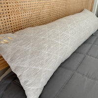 Quilted Hemp Body Pillow Filled Breathable Hemp Fiber Filler in Natural Linen Fabric / Side Sleeper Support Pillow with regulation height