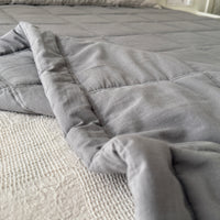 Graphite Hemp Blanket Bedspread or Throw - Hemp Filling in Washed Linen Cotton fabric - Minimalist Bed Cover - Breathable Summer blanket