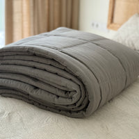 Graphite Hemp Blanket Bedspread or Throw - Hemp Filling in Washed Linen Cotton fabric - Minimalist Bed Cover - Breathable Summer blanket