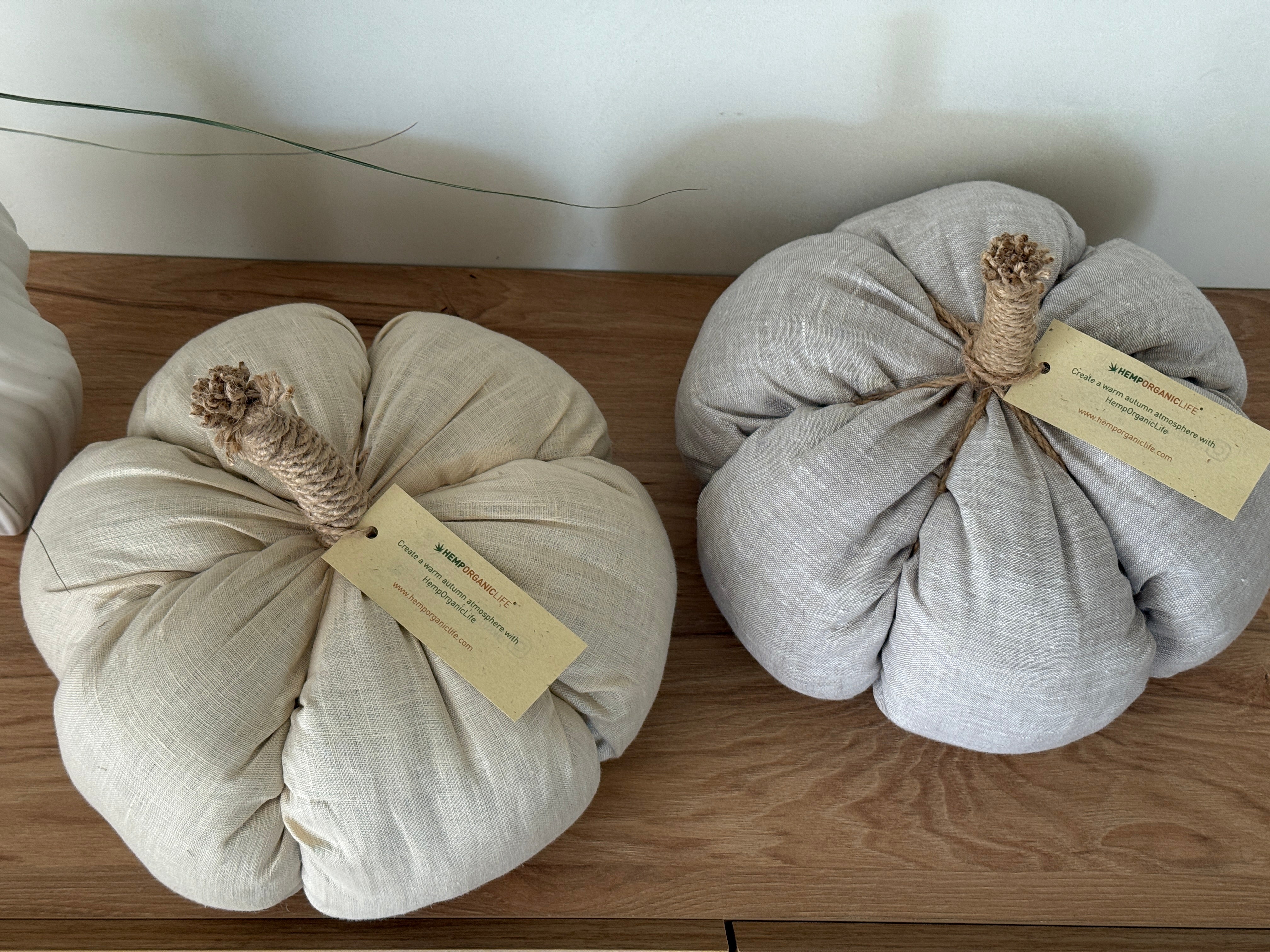 HEMP Linen Home Decor filled Natural Hemp Fiber - Hemp Textile Pumpkins - Naturally Cozy - Eco-Friendly Autumn Decor