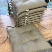 Hemp Linen seat cushion in Stripe for chair with ties filled organic hemp fiber in Natural Linen fabric in Stripe Chair Cushion Pillow seat