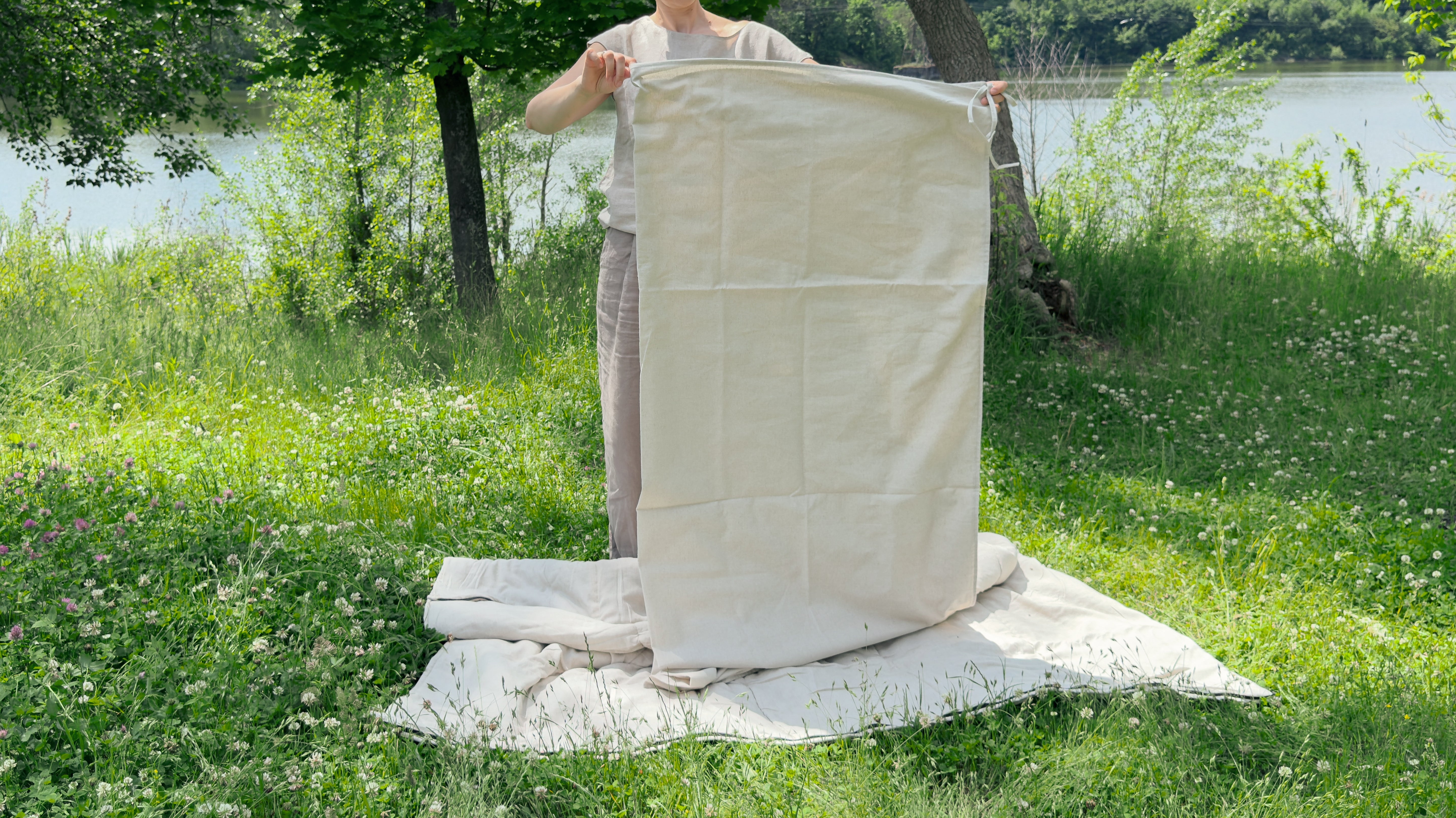 Linen Single Sleeping Bag Liner for Camping Hiking Hostel Travel non-dyed linen fabric custom made
