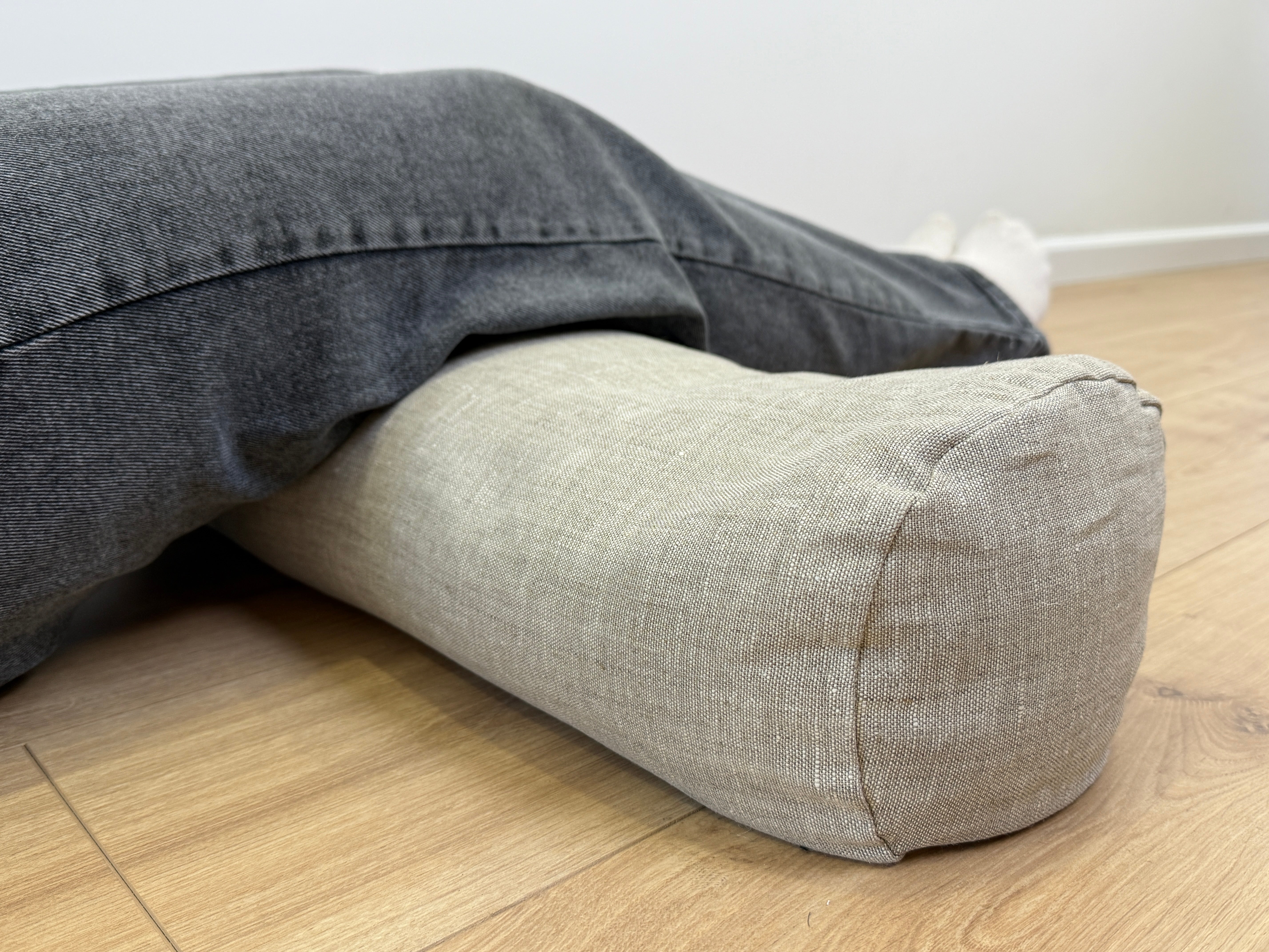 Hemp Linen Bolster filled organic Buckwheat hulls yoga pillow Meditation pillow natural non dyed Linen / Hemp fabric