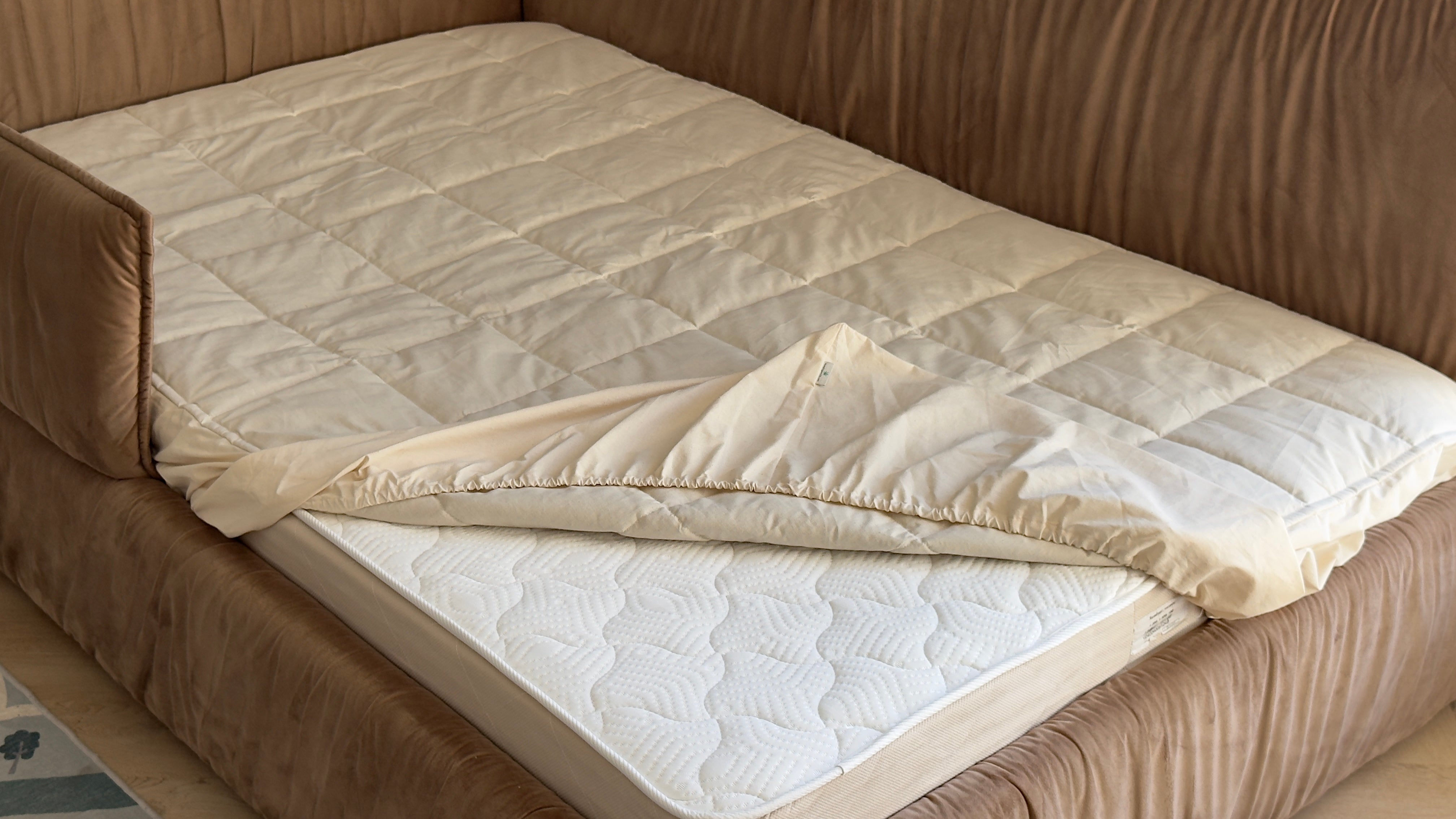 Hemp Linen Mattress Pad cover as fitted sheet filled organic Hemp Fiber in 100% non-dyed Cotton fabric Queen Full, Twin, King, custom size/Hypoallergenic (Copy)