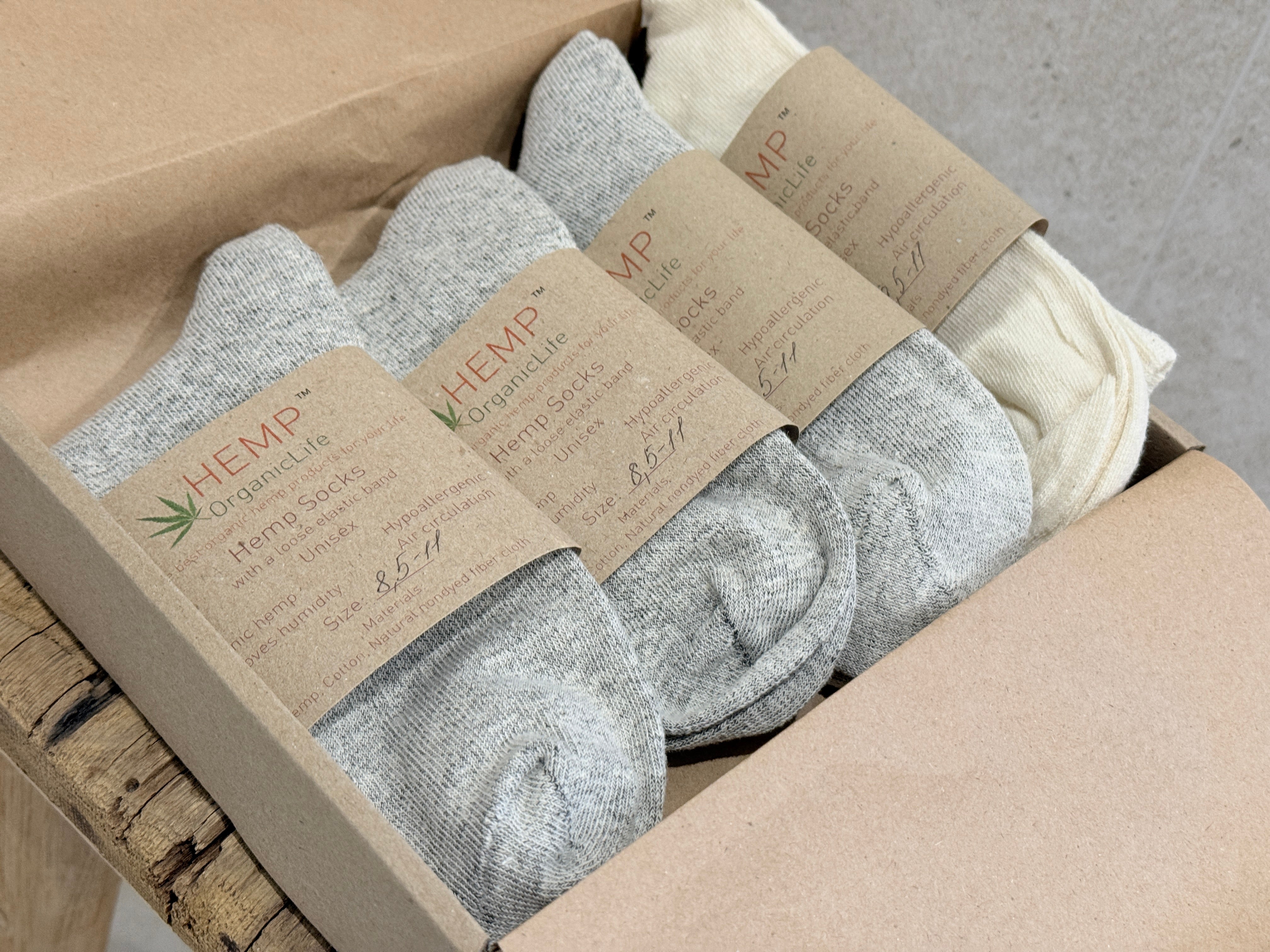 HEMP Socks set of 4 different pairs Unisex for men / women / Breathable Hemp Fiber