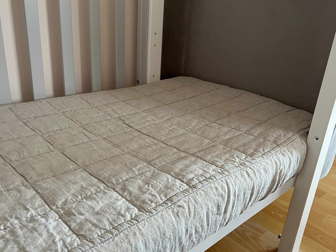Organic Hemp Mattress Pad in linen fabric as fitted sheet/ filled Hemp Fiber + 100% Flax cover/Queen Full, Twin, King size/Hypoallergenic