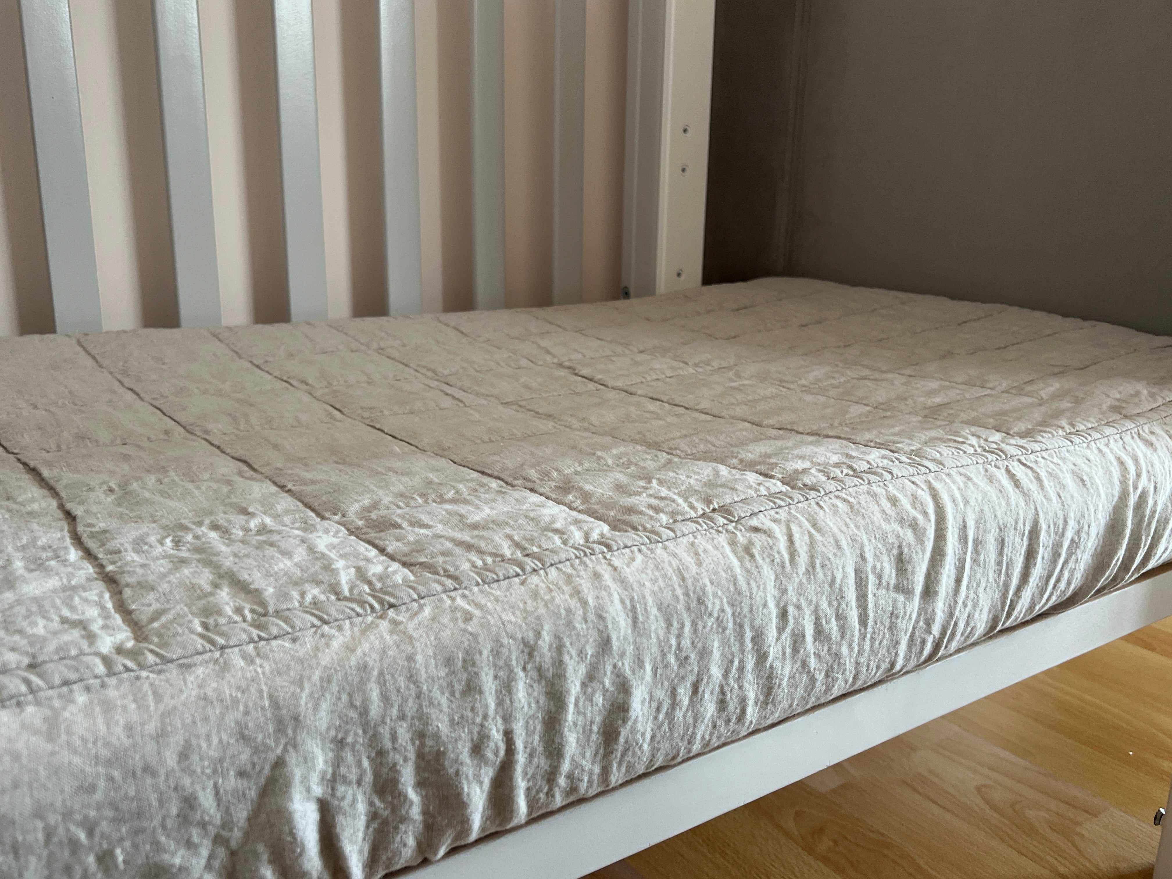 Organic Hemp Mattress Pad in linen fabric as fitted sheet/ filled Hemp Fiber + 100% Flax cover/Queen Full, Twin, King size/Hypoallergenic