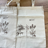 Tote Bag Canvas Bag "Hemp Organic Life" Natural Shopping Bag with print of plants Hemp Linen Buckwheat Hulls Shoulder Bags