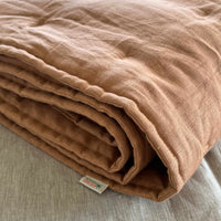 Soft Natural HEMP Linen blanket organic Hemp fiber filling in Natural Linen Fabric Full Twin Queen custom size cozy organic quilted blanket