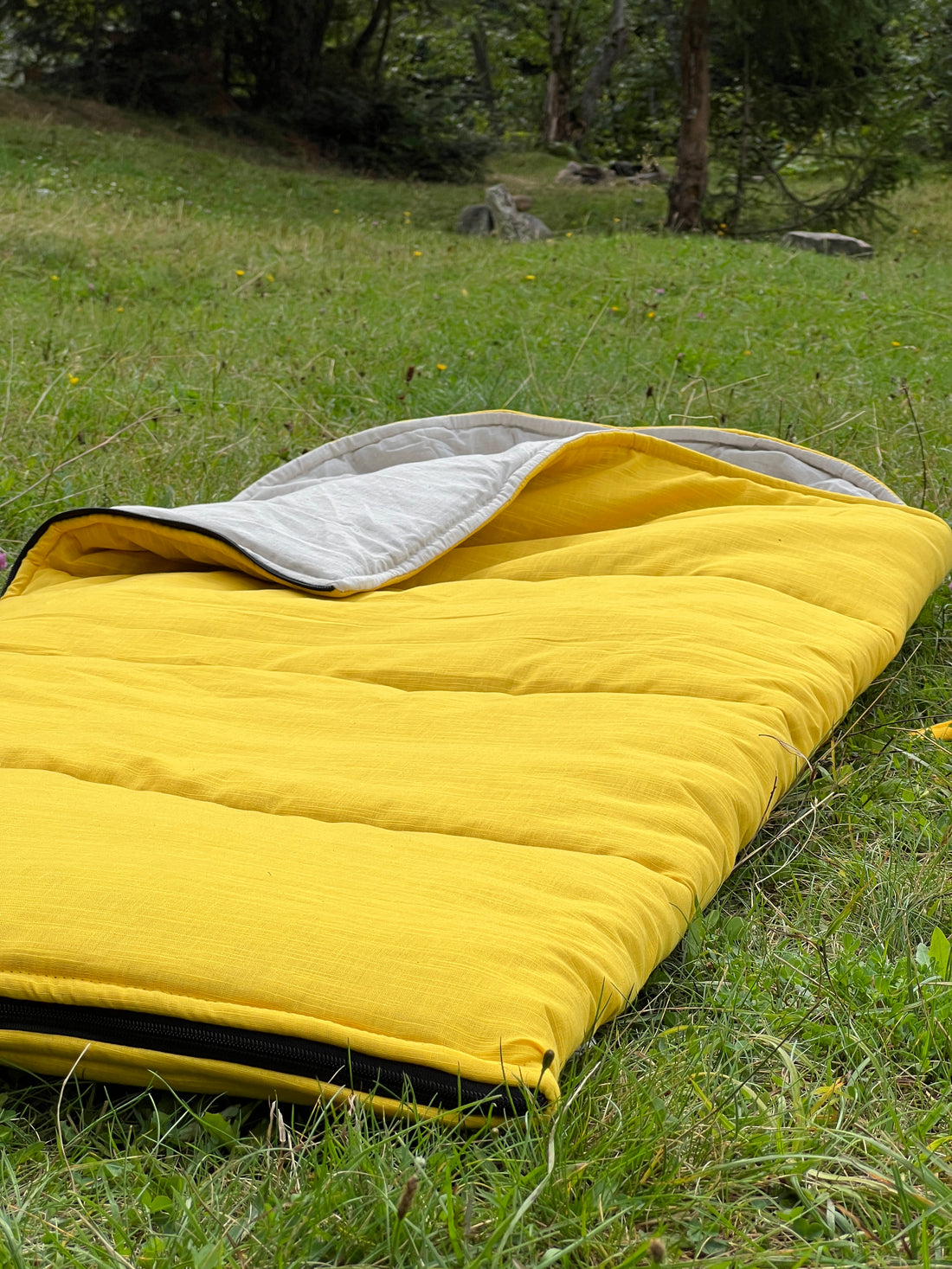 Toddler HEMP Linen Sleeping Bag with Hood School Yellow Nap mat for Kids, Toddler Nap Mat organic hemp fiber filling in hemp linen fabric