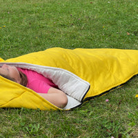 Toddler HEMP Linen Sleeping Bag with Hood School Yellow Nap mat for Kids, Toddler Nap Mat organic hemp fiber filling in hemp linen fabric