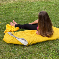 Toddler HEMP Linen Sleeping Bag with Hood School Yellow Nap mat for Kids, Toddler Nap Mat organic hemp fiber filling in hemp linen fabric