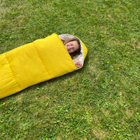 Red Kids natural HEMP Linen Sleeping Bag with Hood School Nap mat for Kids, camping van sleeping bag organic hemp fiber filling
