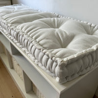 White Hemp Linen Window Mudroom Floor Bench Cushion filled organic Hemp Fiber filling in Linen Fabric Custom Made
