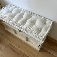 White Hemp Linen Window Mudroom Floor Bench Cushion filled organic Hemp Fiber filling in Linen Fabric Custom Made