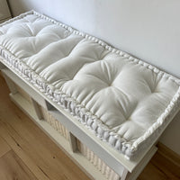 White Hemp Linen Window Mudroom Floor Bench Cushion filled organic Hemp Fiber filling in Linen Fabric Custom Made
