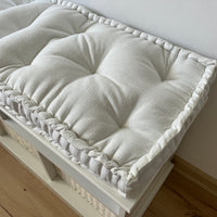 White Hemp Linen Window Mudroom Floor Bench Cushion filled organic Hemp Fiber filling in Linen Fabric Custom Made