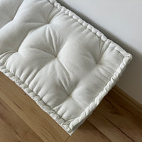 White Hemp Linen Window Mudroom Floor Bench Cushion filled organic Hemp Fiber filling in Linen Fabric Custom Made