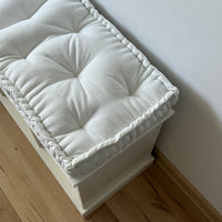 White Hemp Linen Window Mudroom Floor Bench Cushion filled organic Hemp Fiber filling in Linen Fabric Custom Made