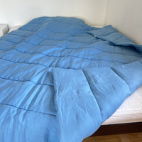 Blue Warm HEMP Linen Comforter Blanket Linen Fabric Filler Organic Hemp Fiber Eco friendly- Full Queen King Custom Size
