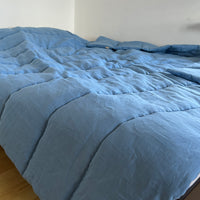 Blue Warm HEMP Linen Comforter Blanket Linen Fabric Filler Organic Hemp Fiber Eco friendly- Full Queen King Custom Size