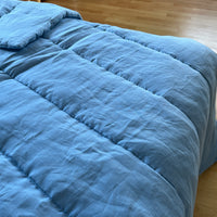 Blue Warm HEMP Linen Comforter Blanket Linen Fabric Filler Organic Hemp Fiber Eco friendly- Full Queen King Custom Size