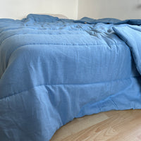 Blue Warm HEMP Linen Comforter Blanket Linen Fabric Filler Organic Hemp Fiber Eco friendly- Full Queen King Custom Size