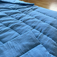 Blue Warm HEMP Linen Comforter Blanket Linen Fabric Filler Organic Hemp Fiber Eco friendly- Full Queen King Custom Size