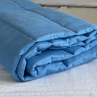 Blue Warm HEMP Linen Comforter Blanket Linen Fabric Filler Organic Hemp Fiber Eco friendly- Full Queen King Custom Size