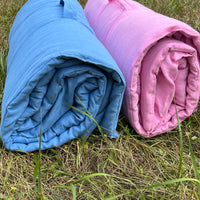 Blue Kindergarten Hemp Linen Sleeping Bag with Pillow School Nap Mat Kids Organic Hemp Fiber Filling in blue Linen Fabric hand made