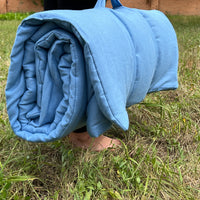 Blue Kindergarten Hemp Linen Sleeping Bag with Pillow School Nap Mat Kids Organic Hemp Fiber Filling in blue Linen Fabric hand made