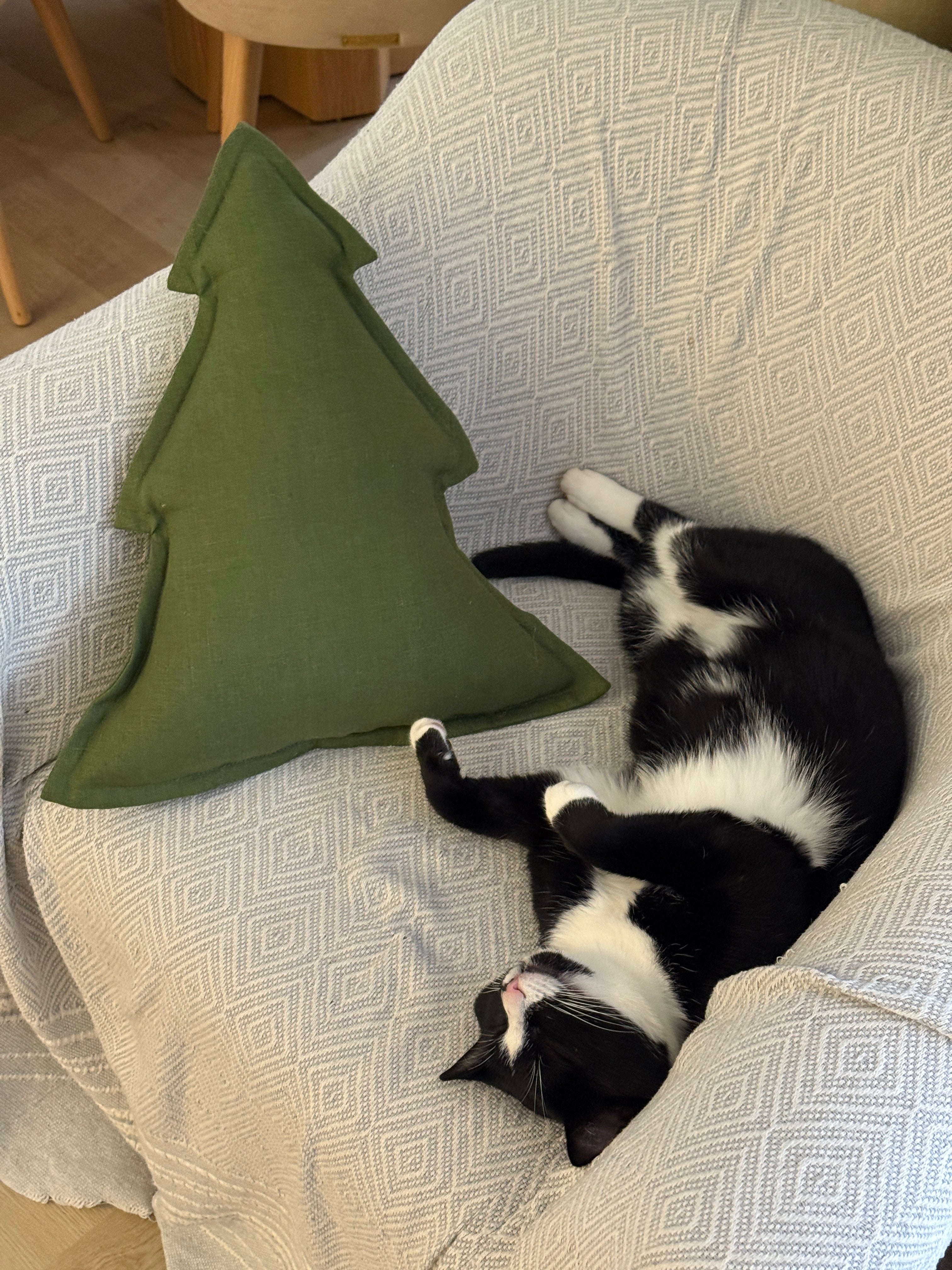 Hemp Linen Pillow Christmas Tree filled HEMP Fiber filler in Linen fabric Custom size / Color Carpet Activity Tummy time pillow