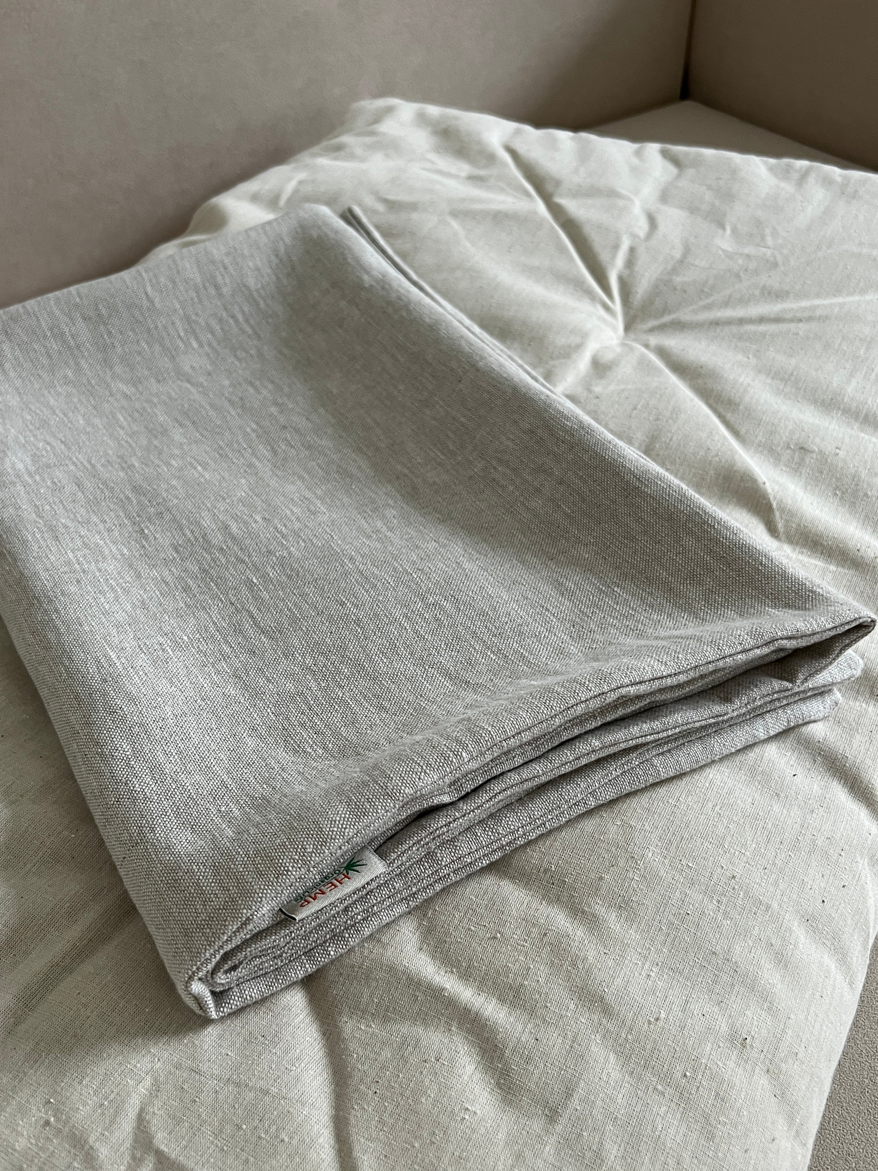Natural Hemp Linen Play Mat with Linen Removable cover filled organic HEMP Fiber - cotton mat in non-dyed linen Nursery Baby Blanky padded
