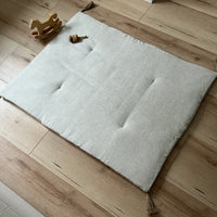 Hemp Linen Play Mat filled organic HEMP Fiber in Natural Linen fabric Stripe Nursery Blanky padded Montessori playmat baby room decoration