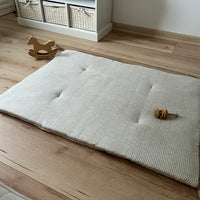 Hemp Linen Play Mat filled organic HEMP Fiber in Natural Linen fabric Stripe Nursery Blanky padded Montessori playmat baby room decoration