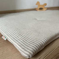 Hemp Linen Play Mat filled organic HEMP Fiber in Natural Linen fabric Stripe Nursery Blanky padded Montessori playmat baby room decoration