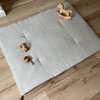 Hemp Linen Play Mat filled organic HEMP Fiber in Natural Linen fabric Stripe Nursery Blanky padded Montessori playmat baby room decoration