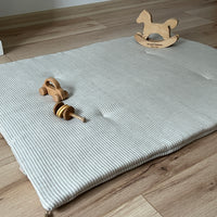 Hemp Linen Play Mat filled organic HEMP Fiber in Natural Linen fabric Stripe Nursery Blanky padded Montessori playmat baby room decoration