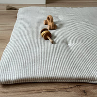 Hemp Linen Play Mat filled organic HEMP Fiber in Natural Linen fabric Stripe Nursery Blanky padded Montessori playmat baby room decoration