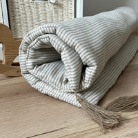 Hemp Linen Play Mat filled organic HEMP Fiber in Natural Linen fabric Stripe Nursery Blanky padded Montessori playmat baby room decoration