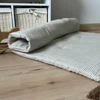 Hemp Linen Play Mat filled organic HEMP Fiber in Natural Linen fabric Stripe Nursery Blanky padded Montessori playmat baby room decoration