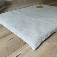 Natural Hemp Linen Play Mat with Linen Removable cover filled organic HEMP Fiber - cotton mat in non-dyed linen Nursery Baby Blanky padded